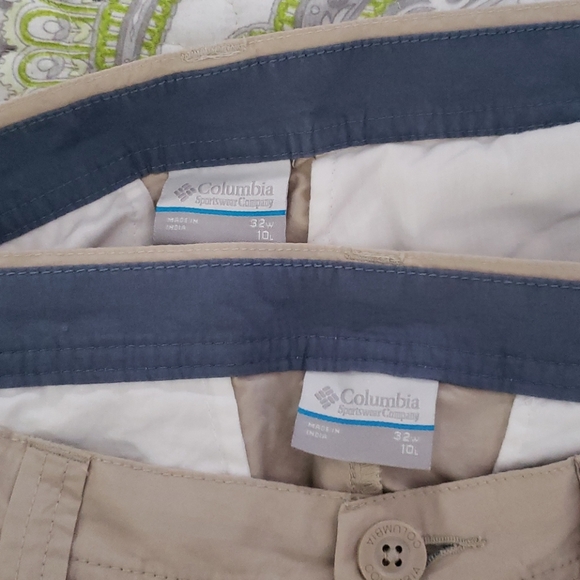 Lot of 2 Mens Columbia khaki flat front shorts 32 - Picture 3 of 6